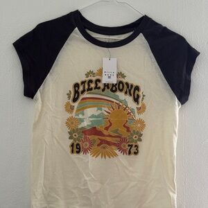 Billabong Black and Cream Retro Graphic Tee